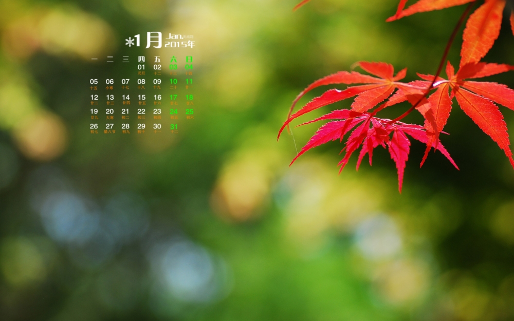 2015年1月日历壁纸好看的香山红叶唯美大图高清图集