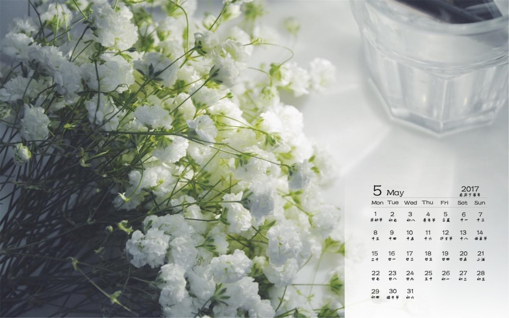 2017年5月唯美满天星桌面日历壁纸
