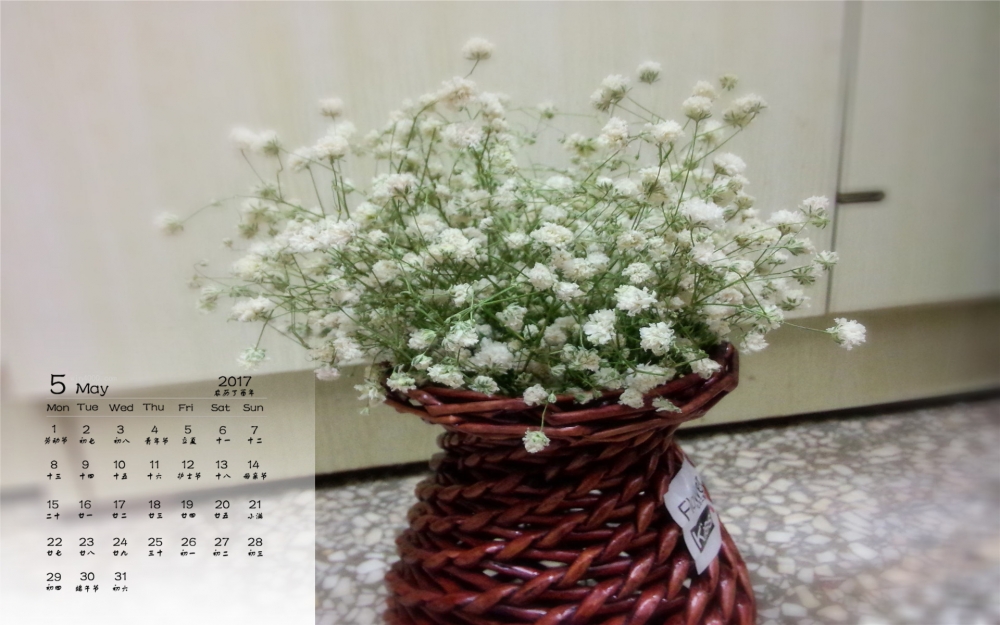 2017年5月唯美满天星桌面日历壁纸