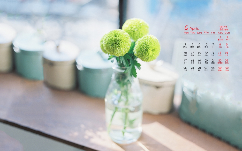 2017年4月小清新静物植物日历壁纸
