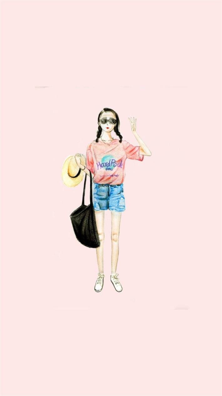 个性创意美女手绘手机壁纸下载