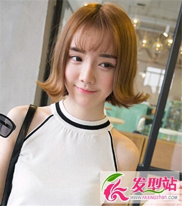 韩式甜美空气刘海中短发发型图片 时尚活力感十足