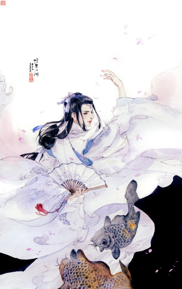 古装美人 婀娜多姿的彩妆遮住伤脸