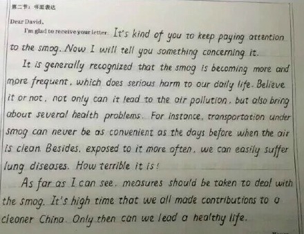 感受下衡水中学生手写英语作文