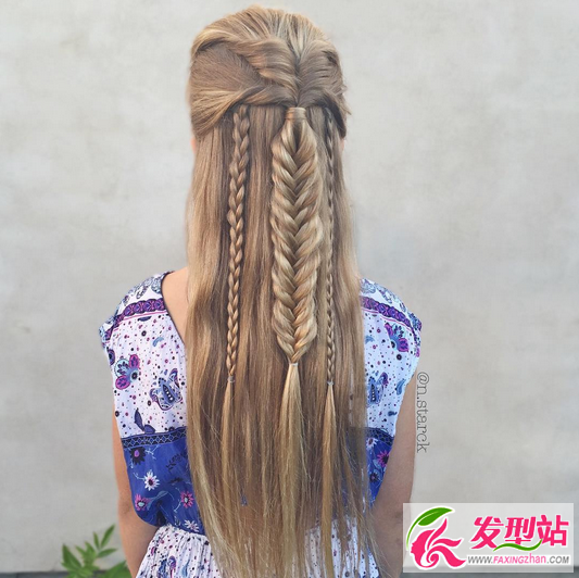 长直发编发发型图片 2017流行烫直发发型女