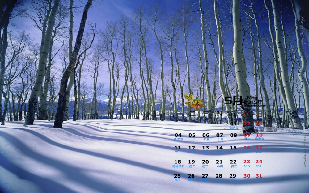 2015年5月日历壁纸精选好看的冬天下雪美丽雪景高清风景图片2