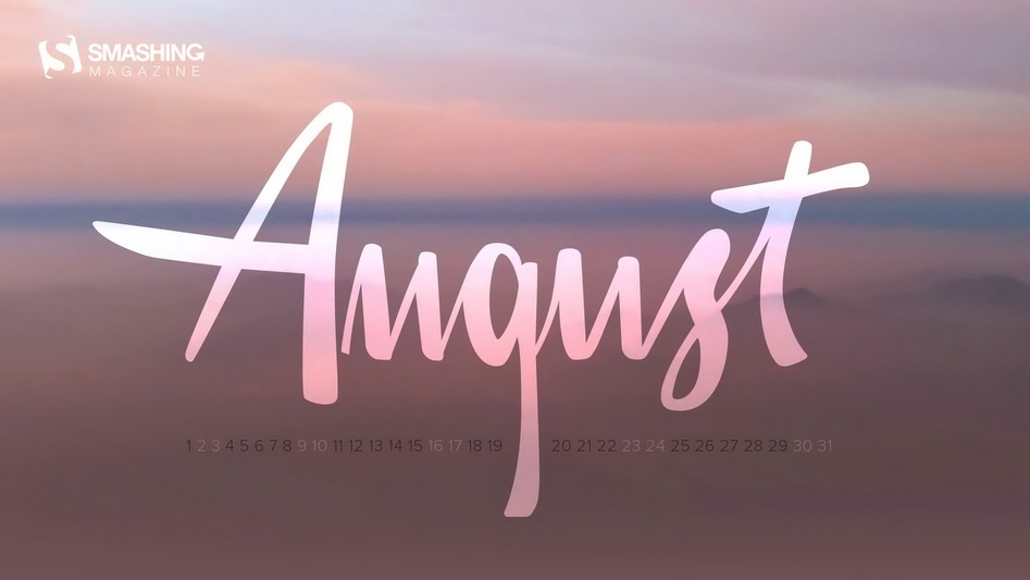 2014年8月月历清新简约壁纸