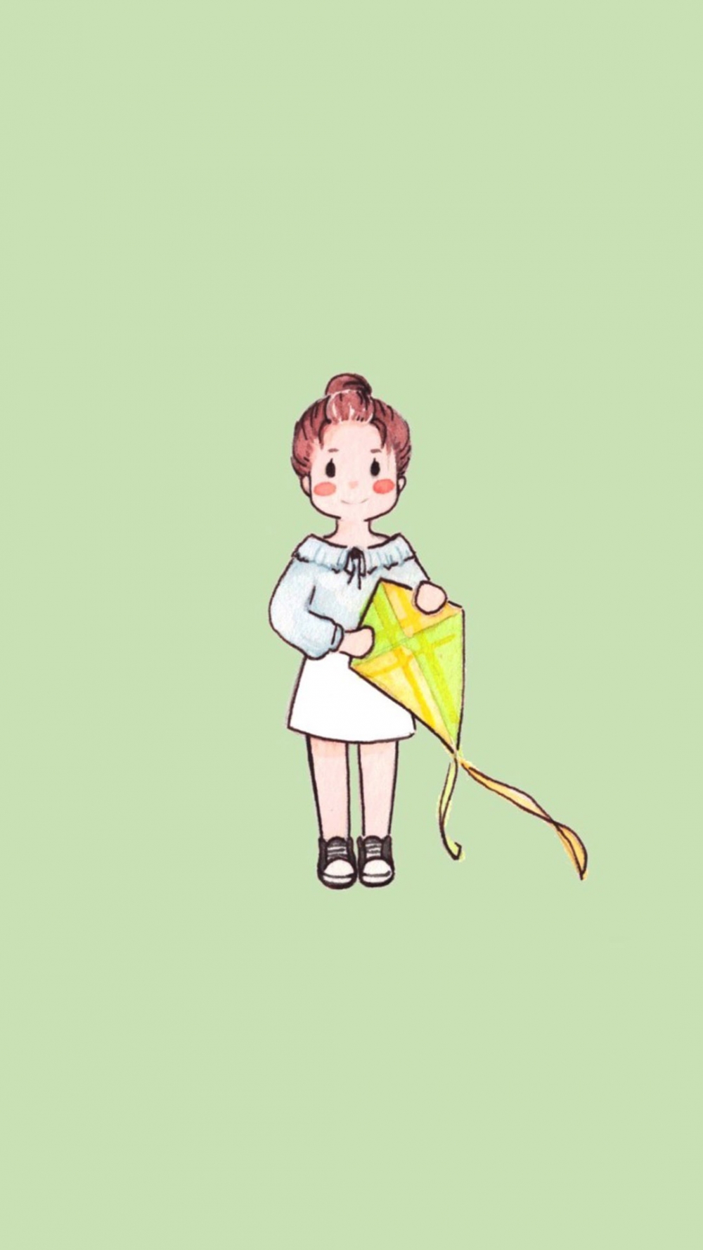 小清新插画女孩高清图片手机壁纸