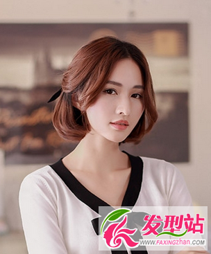 圆脸女生韩式短发发型设计 显瘦韩国女生刘海短发发型图片