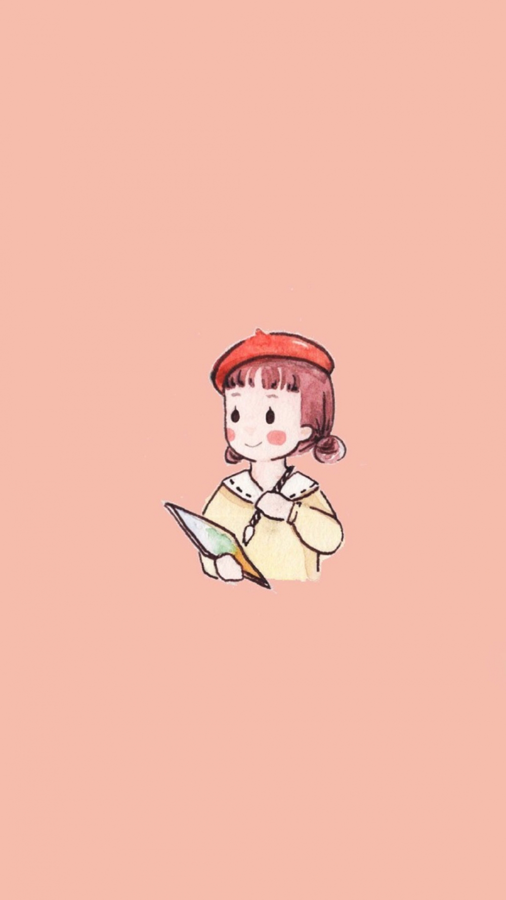 小清新插画女孩高清图片手机壁纸
