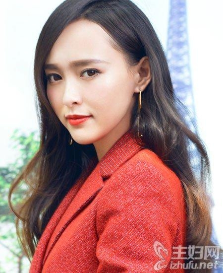 唐嫣偏分长发发型 可甜美可女神