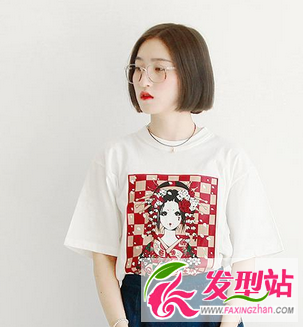 圆脸女生韩式短发发型设计 显瘦韩国女生刘海短发发型图片