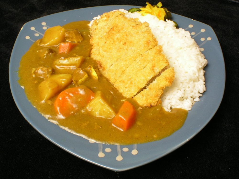 美食素材猪排咖喱饭