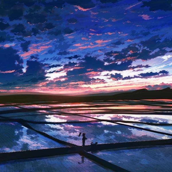 插画有爱 少年的帽子里有海星和鱼