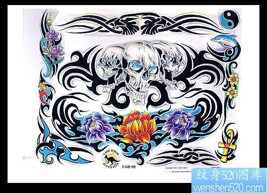 图腾莲花 图腾骷髅纹身图片