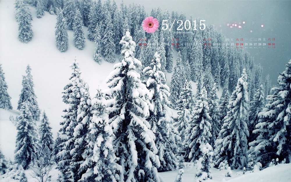 2015年5月日历壁纸精选好看的冬天下雪美丽雪景高清风景图片1
