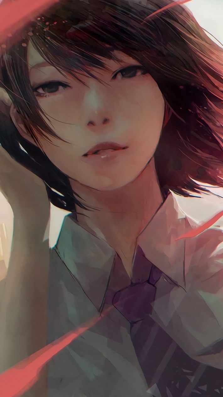 手绘女孩肖像插画安卓手机壁纸
