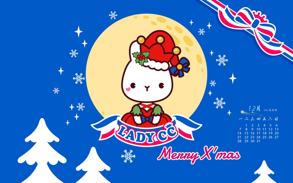 2015年12月日历圣诞LADYCC卡通桌面壁纸下载1