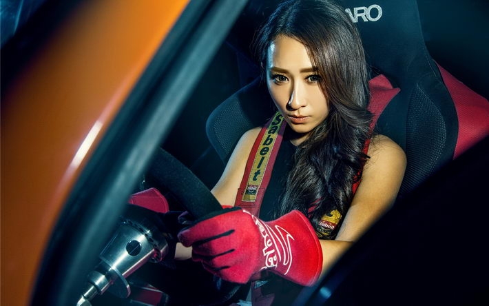 EVO&STI改装车美女模特桌面壁纸