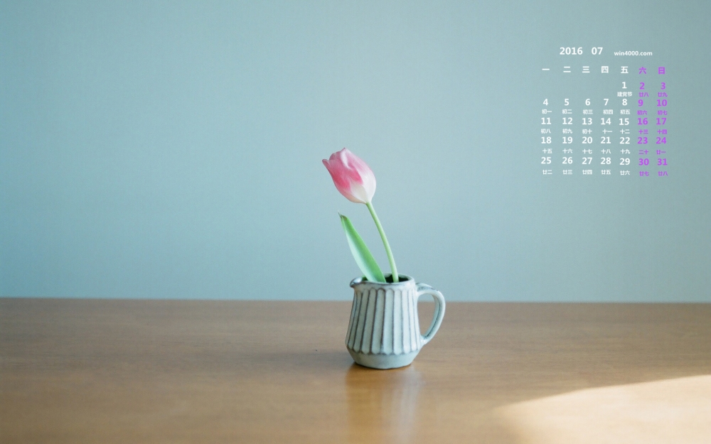 2016年7月日历唯美静物桌面壁纸