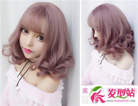 亚麻薄藤色短发 甜美梨花头染发