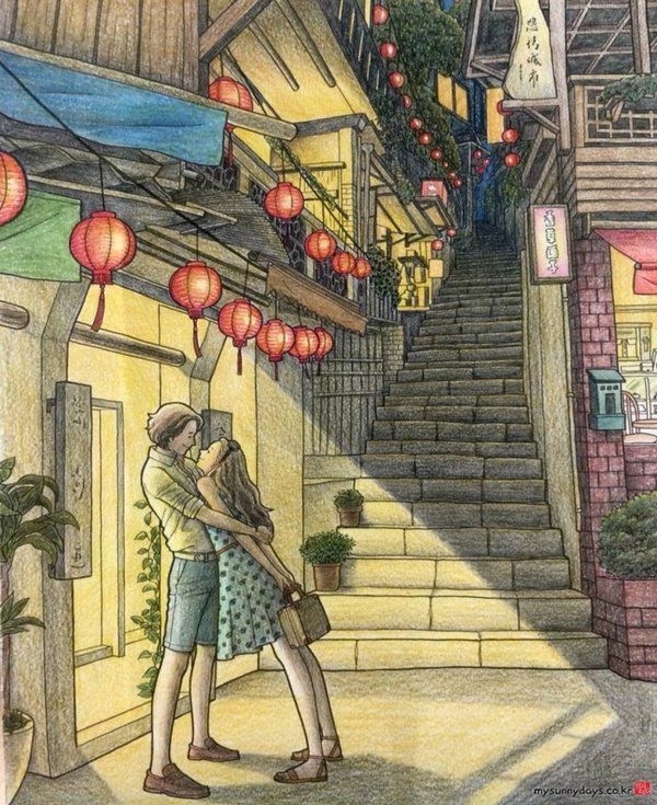 高清手绘情侣爱情个性图片