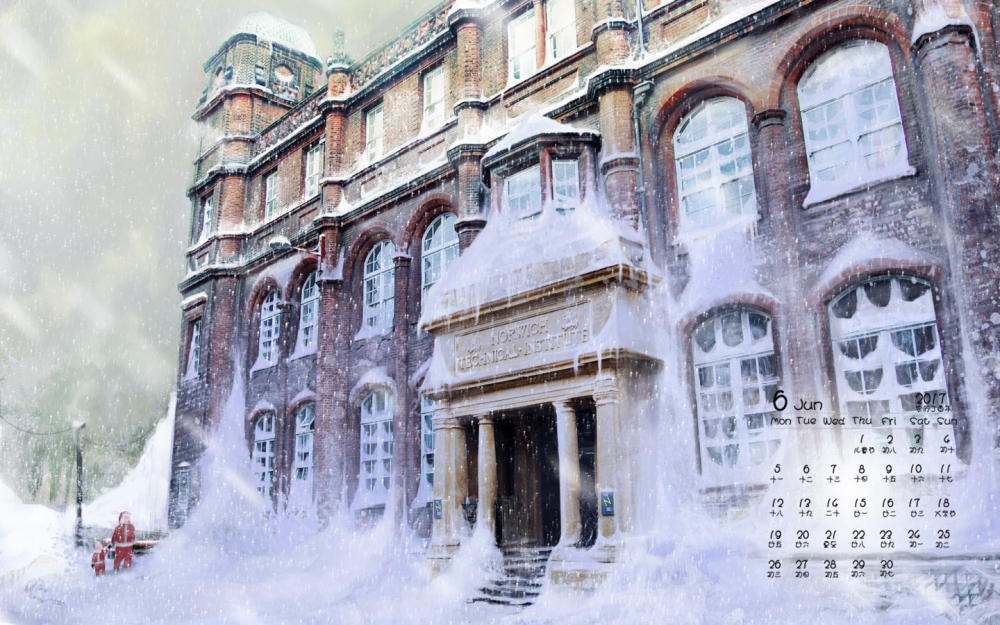 2017年6月唯美冬日雪景摄影清新高清桌面日历壁纸