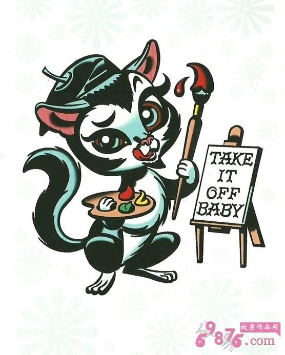 欧美卡通松鼠纹身手稿
