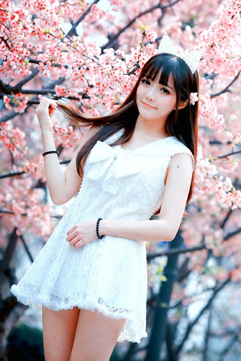 精选樱花灿烂萌妹子唯美手机壁纸下载