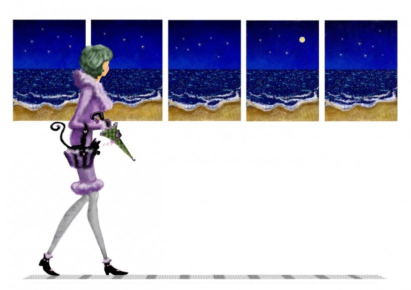 单身女孩卡通插画