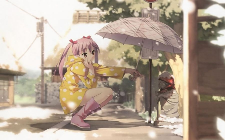 爱撑伞动漫可爱美少女漫画图片