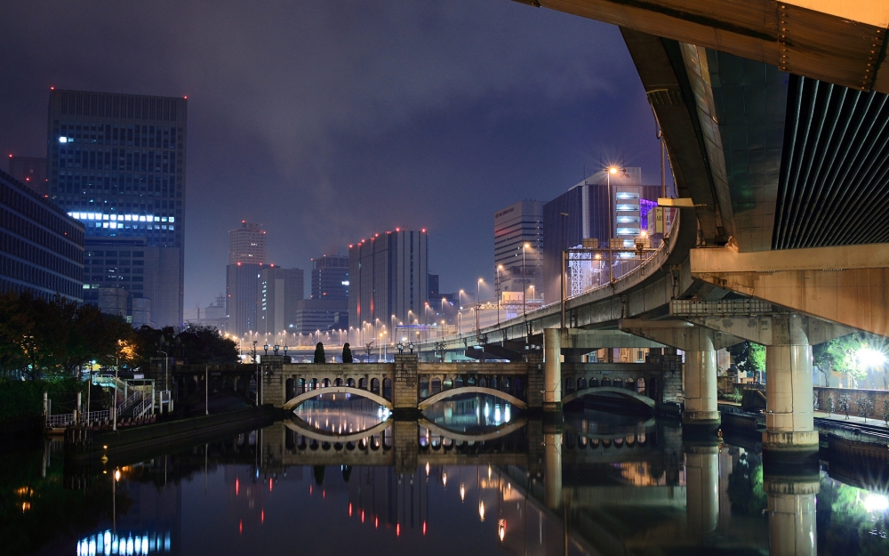 美丽繁华的日本都市夜景风光桌面壁纸