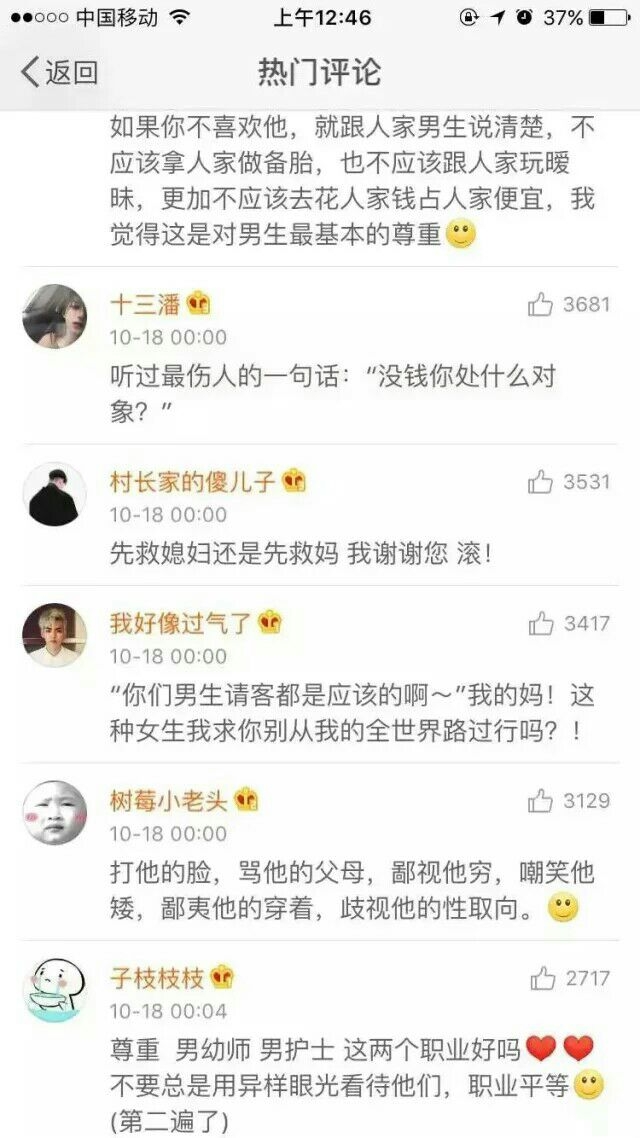 最不尊重男生的行为有哪些。