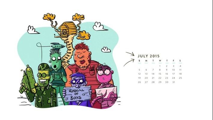 2015年7月月历宽屏壁纸