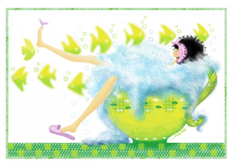 单身女孩卡通插画