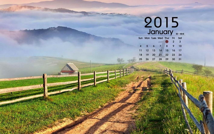 2015年1月风景日历壁纸