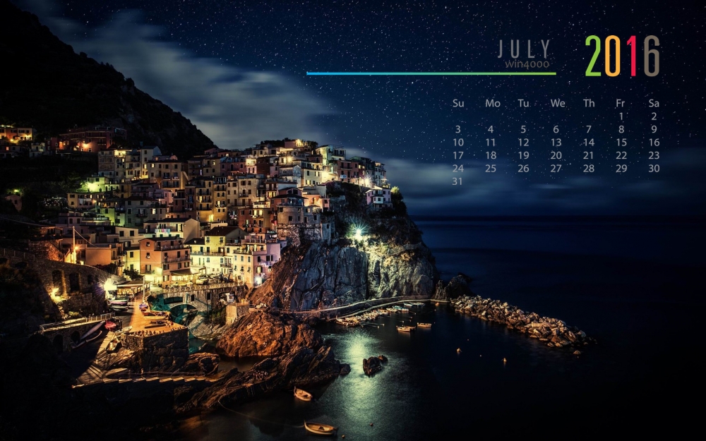 2016年7月日历城市唯美夜景图片电脑桌面壁纸下载
