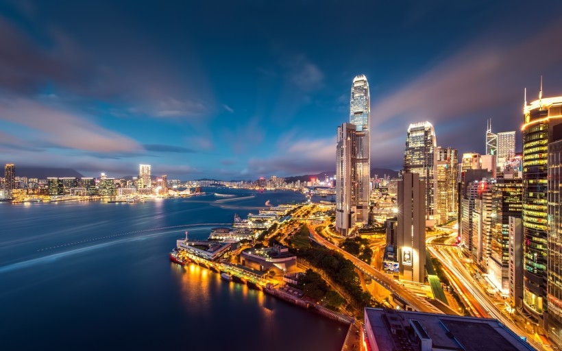 香港维多利亚港唯美夜景桌面壁纸