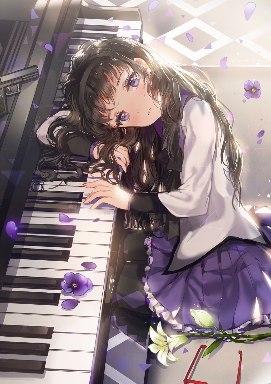 魔法少女小圆晓美焰手机壁纸 黑长直的谜之少女