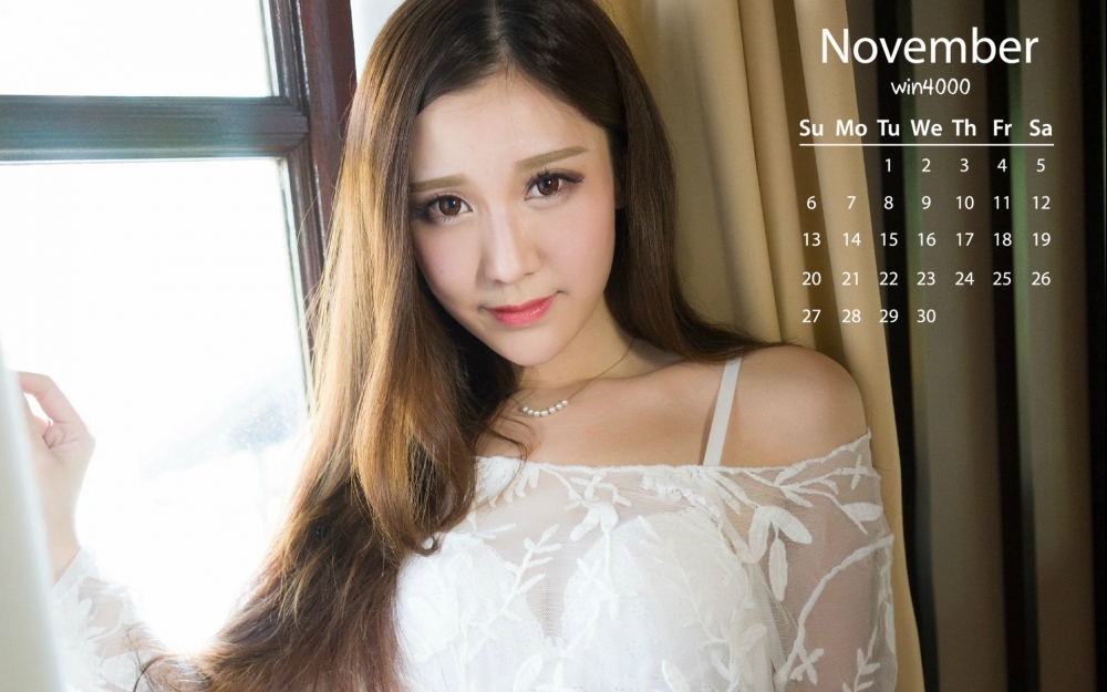 2016年11月日历透视装性感美女写真壁纸下载