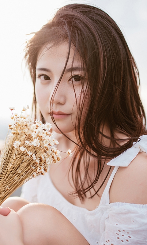 清纯美女白色纱衣唯美写真手机壁纸