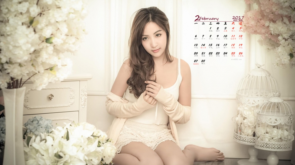 2017年2月性感少妇诱惑私房写真日历壁纸