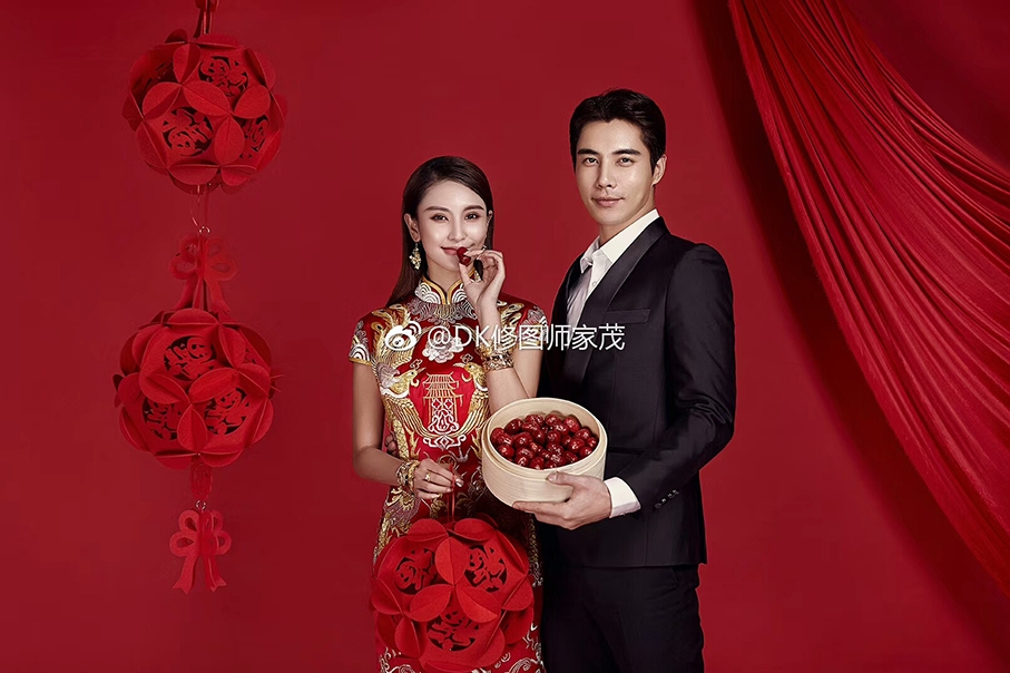 耀眼火红 婚纱照