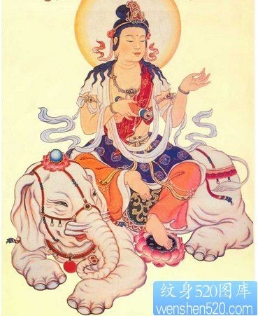 一幅彩色佛纹身作品