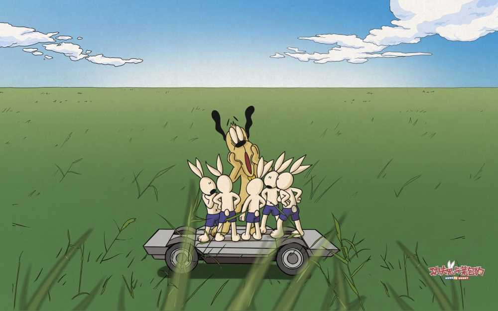 可爱幽默卡通形象功夫兔与菜包狗系列电脑桌面壁纸 第一辑