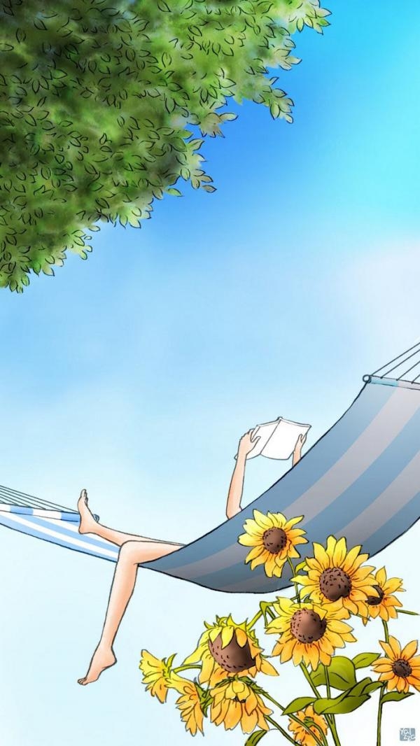 小清新女生插画图片    一个人