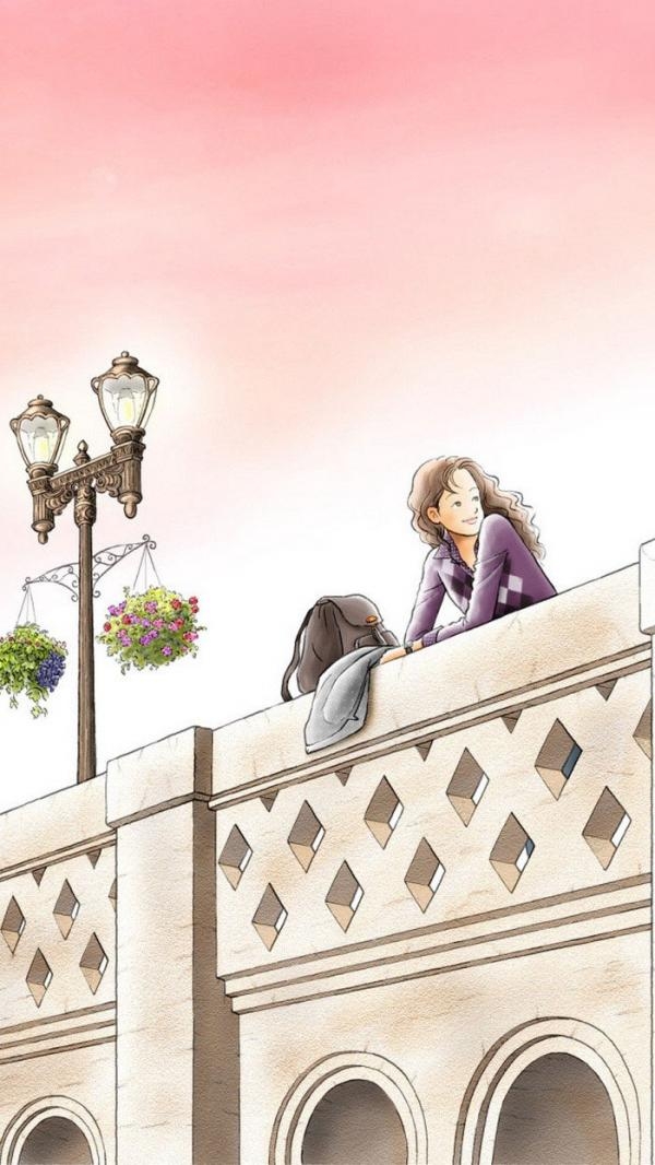 小清新女生插画图片    一个人