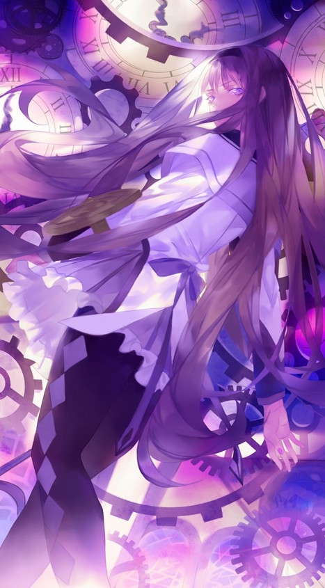 魔法少女小圆晓美焰手机壁纸 黑长直的谜之少女