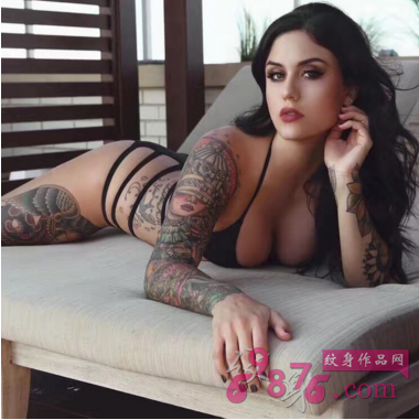 欧美美女花臂刺青纹身图案