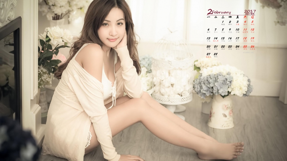 2017年2月性感少妇诱惑私房写真日历壁纸
